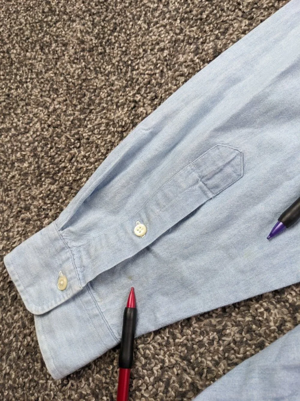 Vintage Polo Ralph Lauren Shirt Chambray Flesh Pony L/S Button Mens Large
